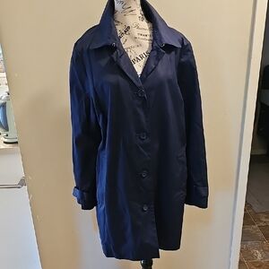 Sears Navy Button-Front Trench Coat